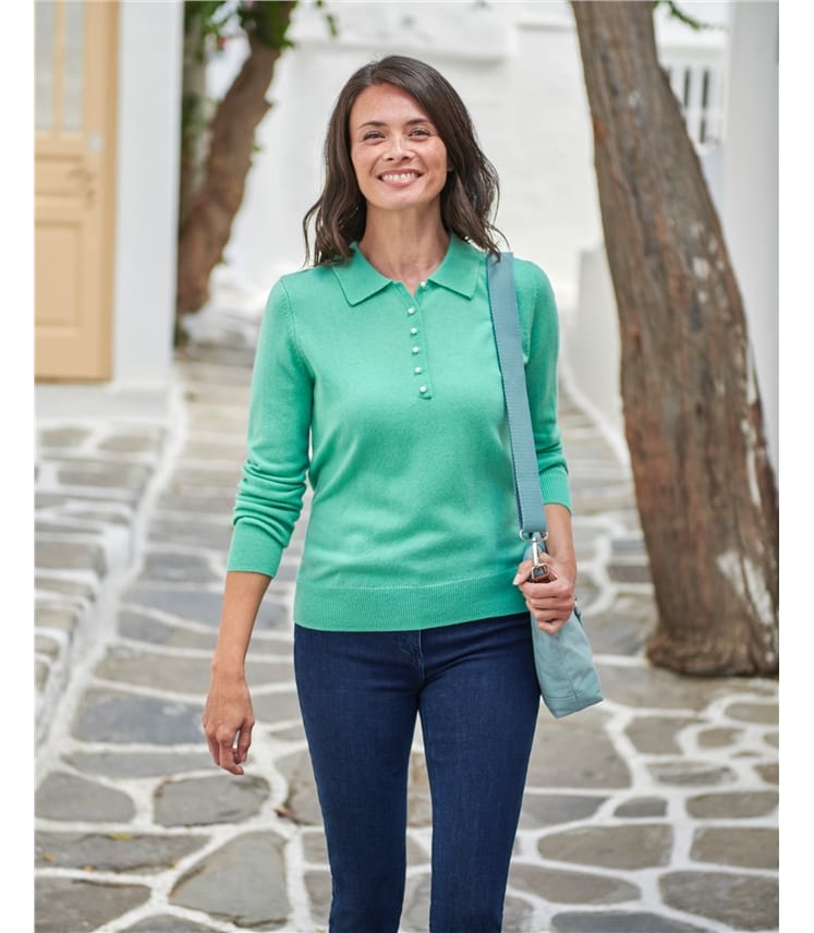 Cashmere and Merino Knitted Polo Shirt