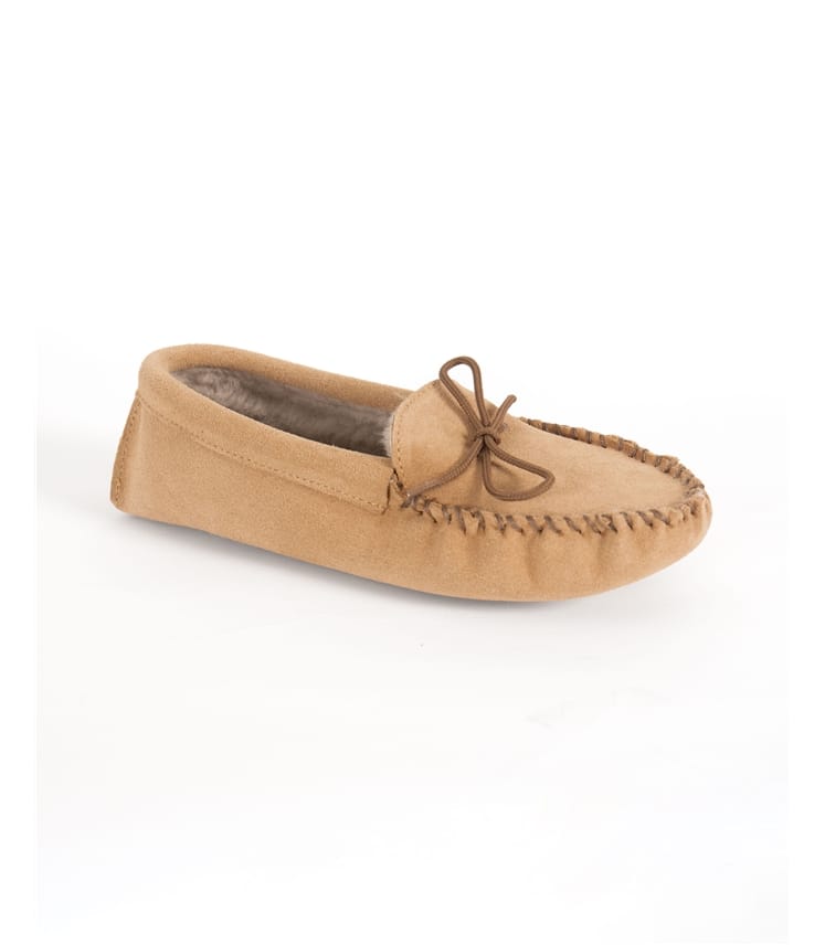 Chestnut | Womens Sheepskin Moccasin Slippers | WoolOvers UK