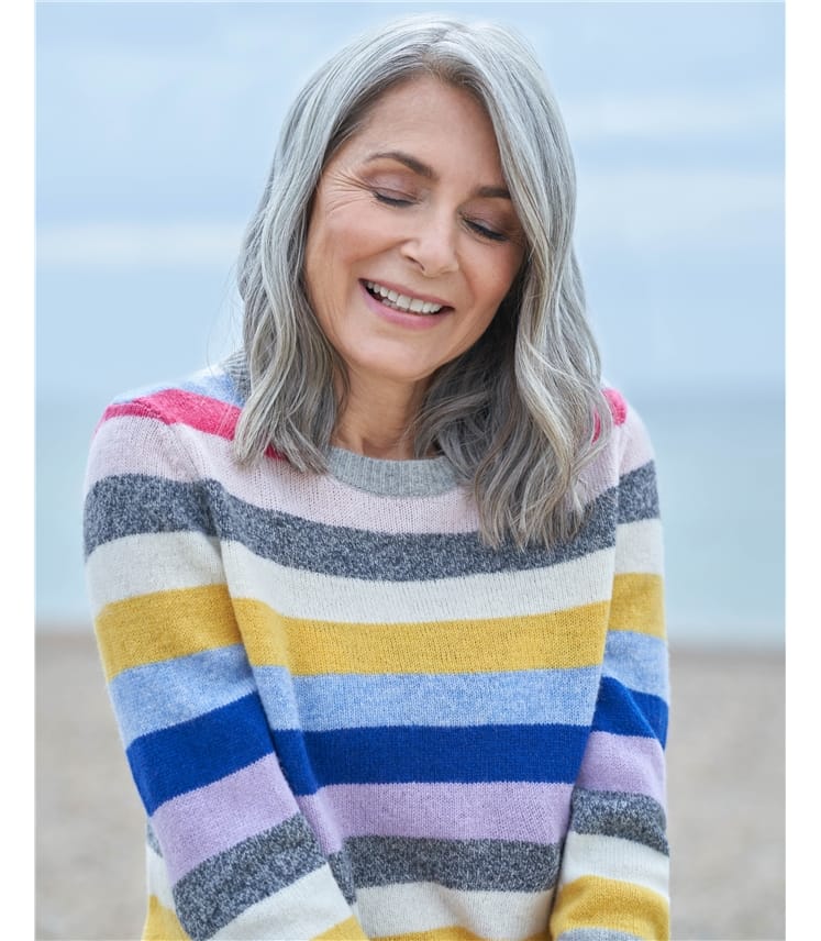 Button Neck Stripe Sweater