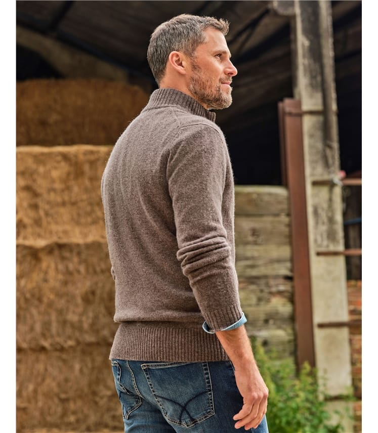 Mens Lambswool Lincoln Zipper Cardigan