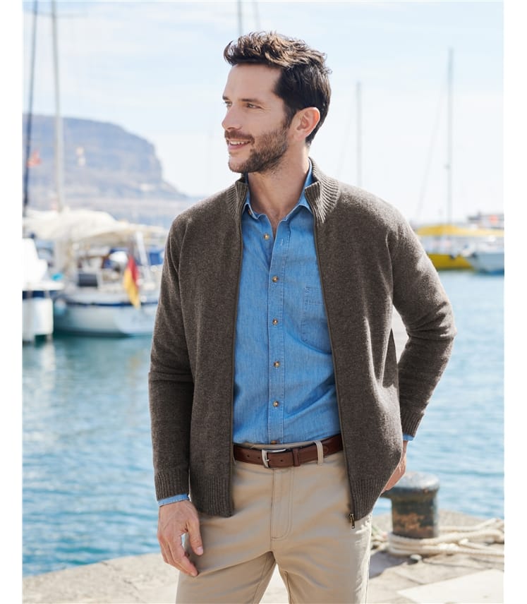 RW5270 Affordable Fashion Mens Zip Up Long Sleeve Cardigan 