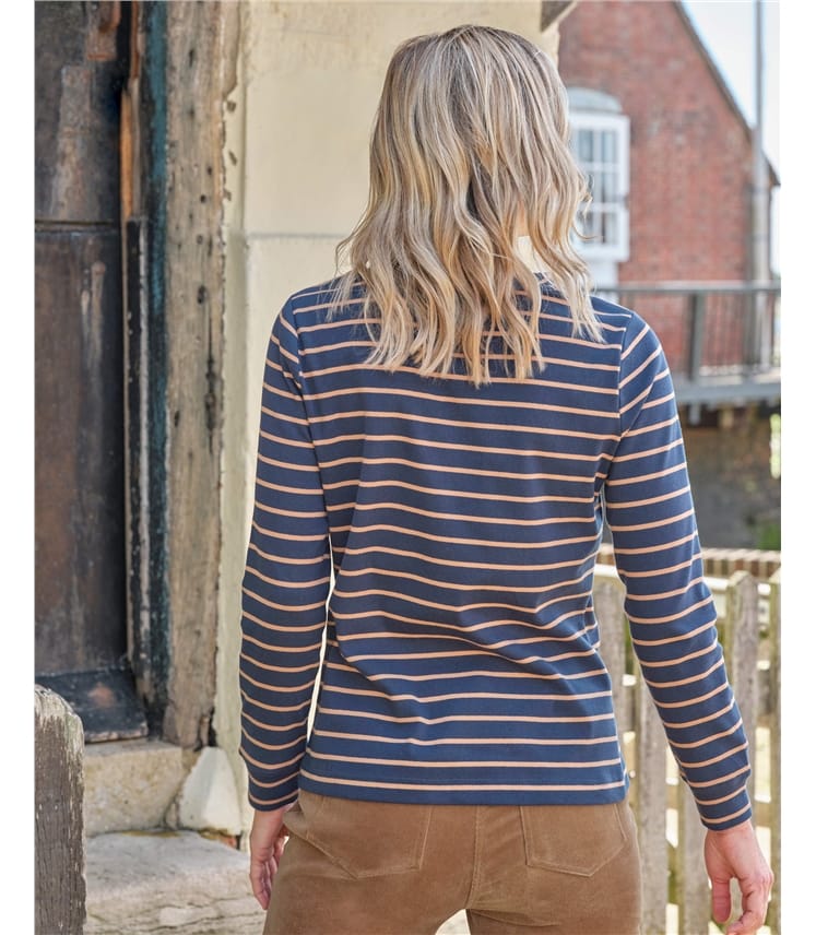 Camel Stripe Crew Neck Top