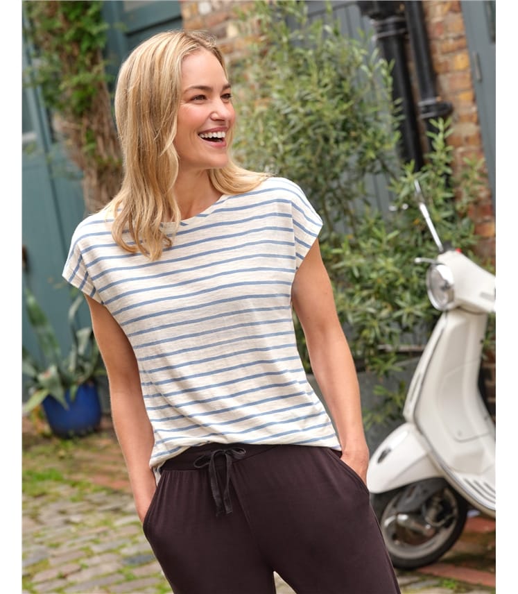 Short Sleeve Boat Neck Top
