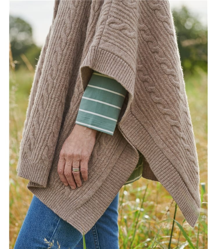 Light Pepper | Cable Button Poncho | WoolOvers AU