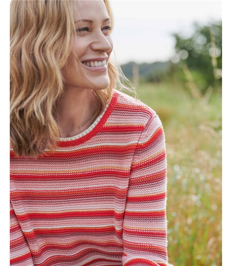 Multi | Textured Stitch Stripe Sweater | WoolOvers US