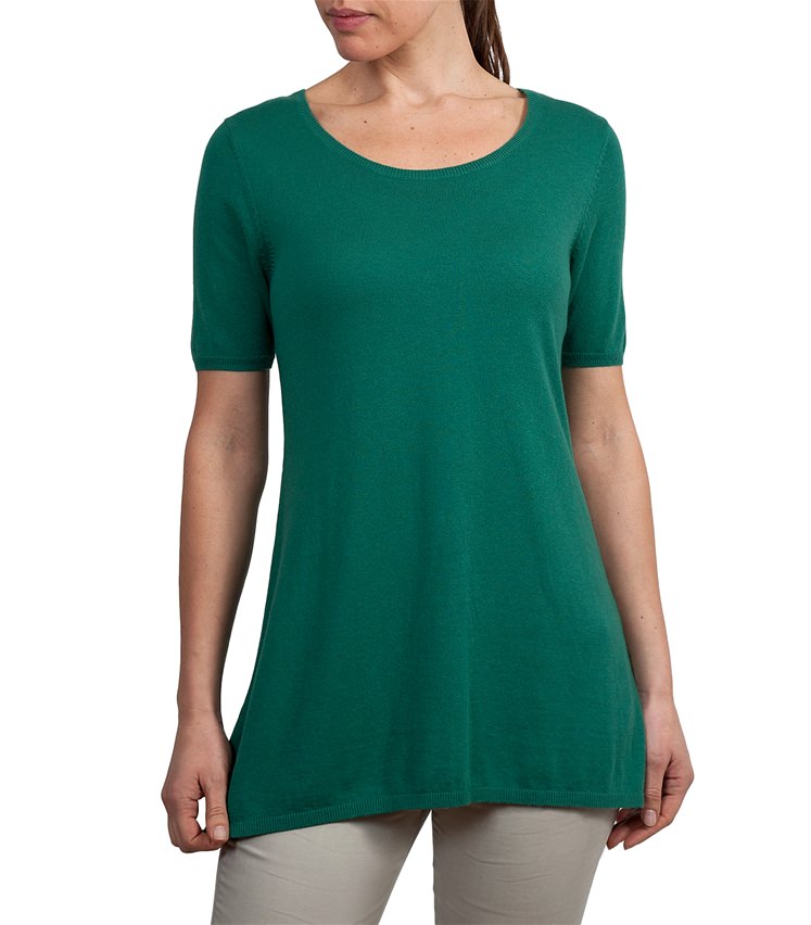 A-Linien-Pullover mit U-Ausschnitt aus Baumwoll-Seide für Damen