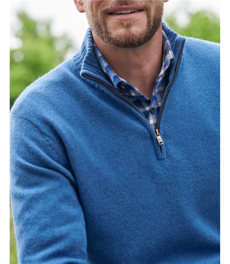 Mens Lambswool Zip Neck Jumper