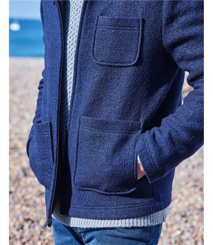 Boiled Wool Collared Zip Jacket