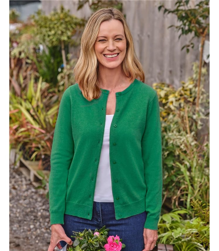 Jade Sea 20% Cashmere & 80% Merino | Cashmere Merino Crew Neck Cardigan