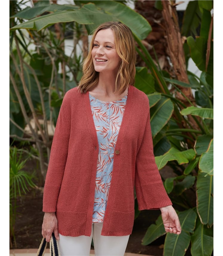 Paprika | Relaxed V Neck Tunic Cardigan | WoolOvers UK