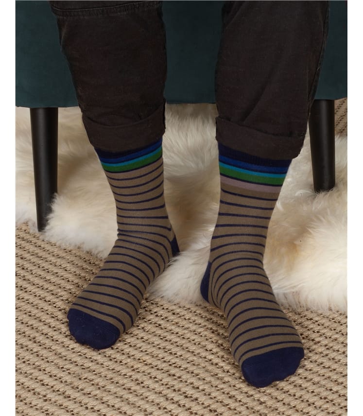 Chaussettes rayées - Homme - Bambou mélangé