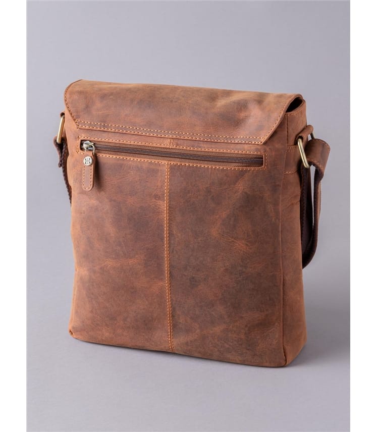 Tan Hunter Leather Messenger Bag WoolOvers UK