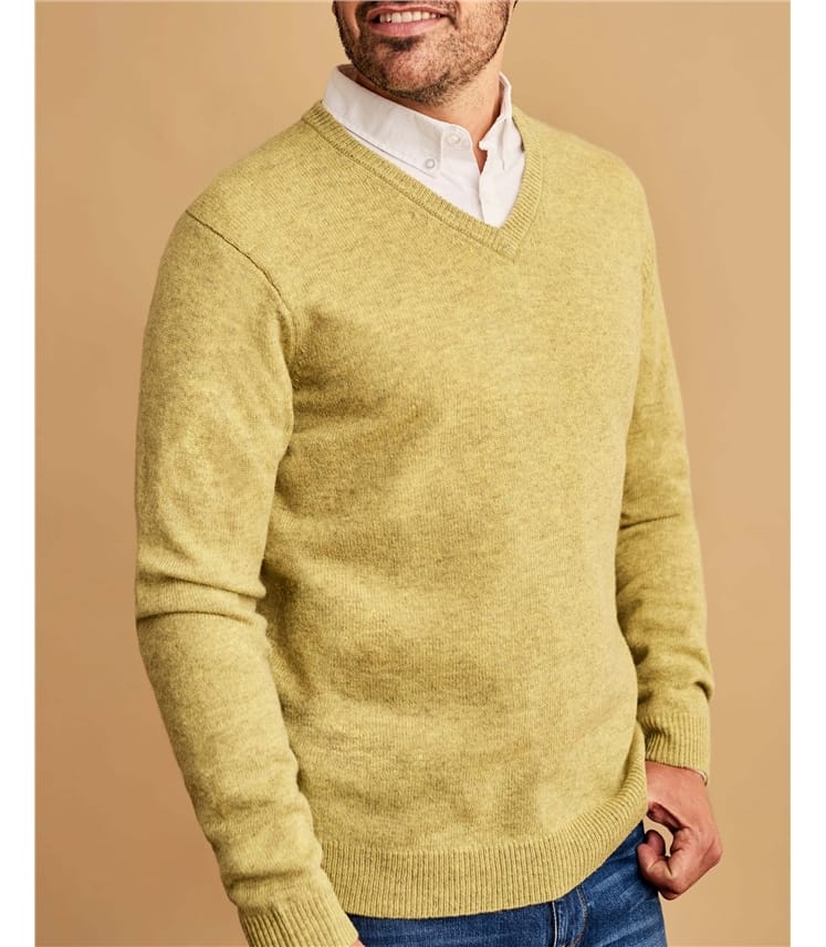 Key Lime Mens Lambswool V Neck Jumper WoolOvers AU
