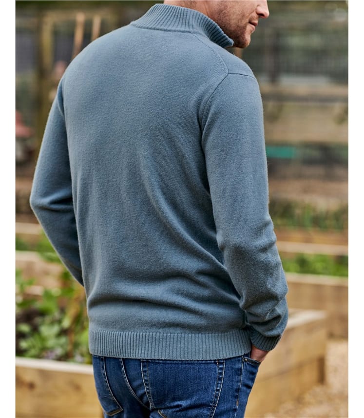 Pull à encolure zippée - Homme -Laine d’agneau certifiée 100% RWS