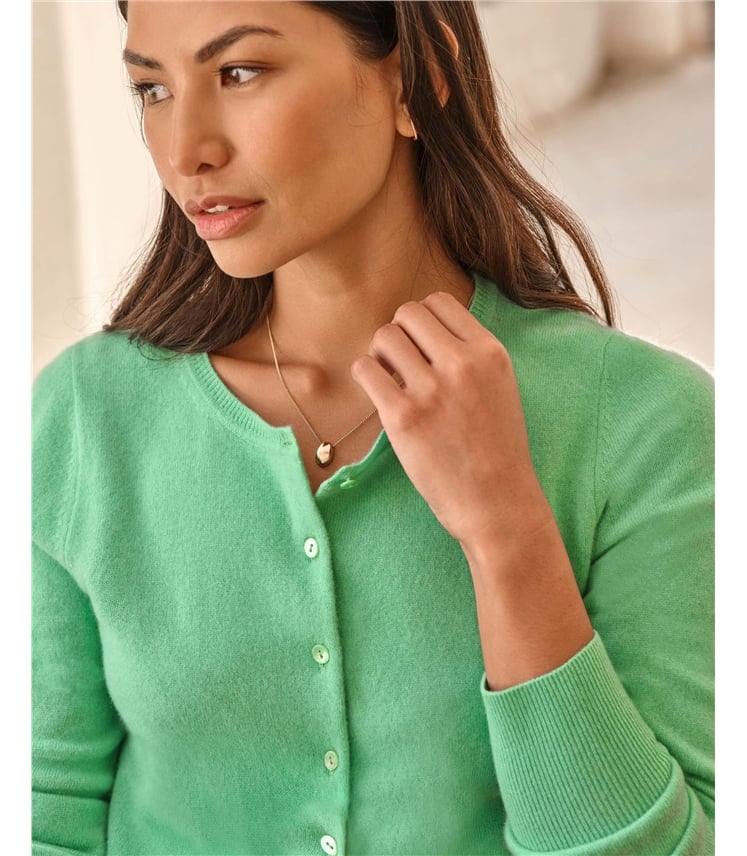 Kaschmir Strickjacke mit Rundhalsausschnitt
