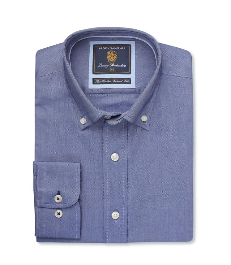 Navy Soft Oxford Button Down Collar Shirt WoolOvers UK