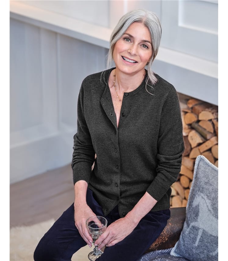 Cashmere Merino Crew Neck Cardigan