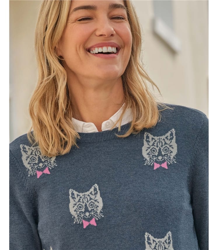 Button Back Cat Jumper