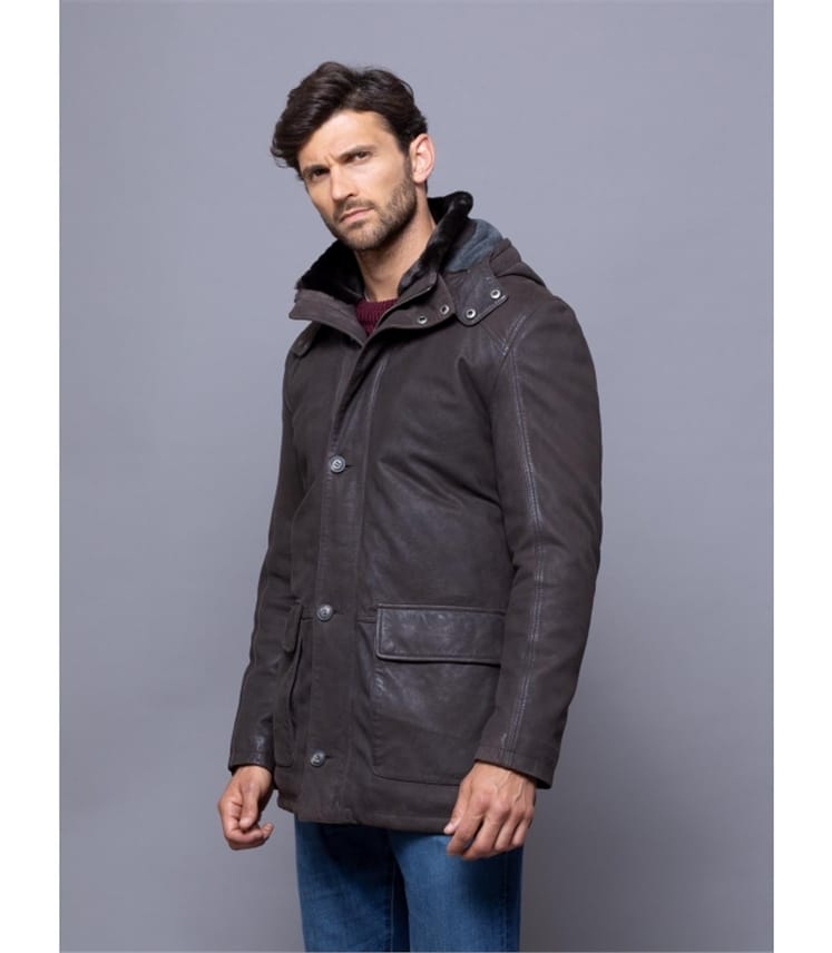 Stonethwaite Hooded Leather Coat