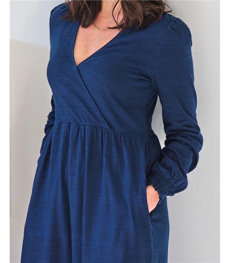 Amara - Wickelkleid aus Denim Jersey
