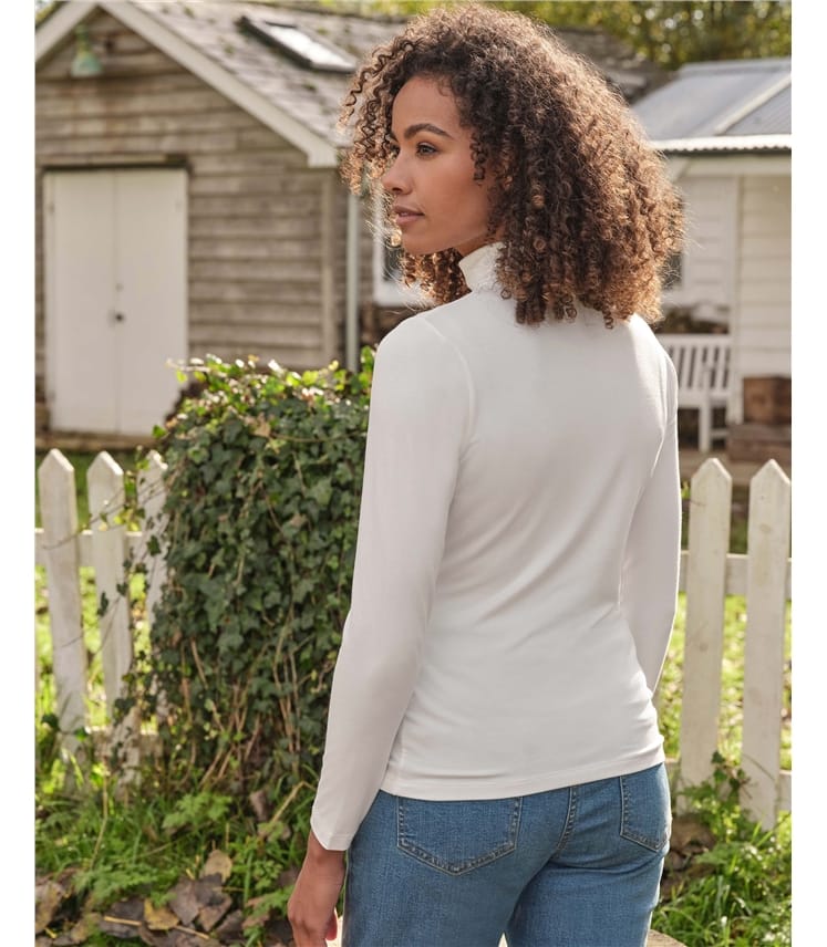 Jersey Slim Polo Neck Top