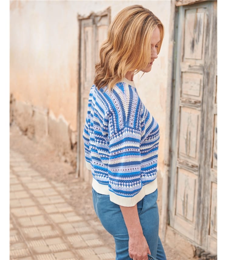Organic Cotton Pointelle Stripe Sweater