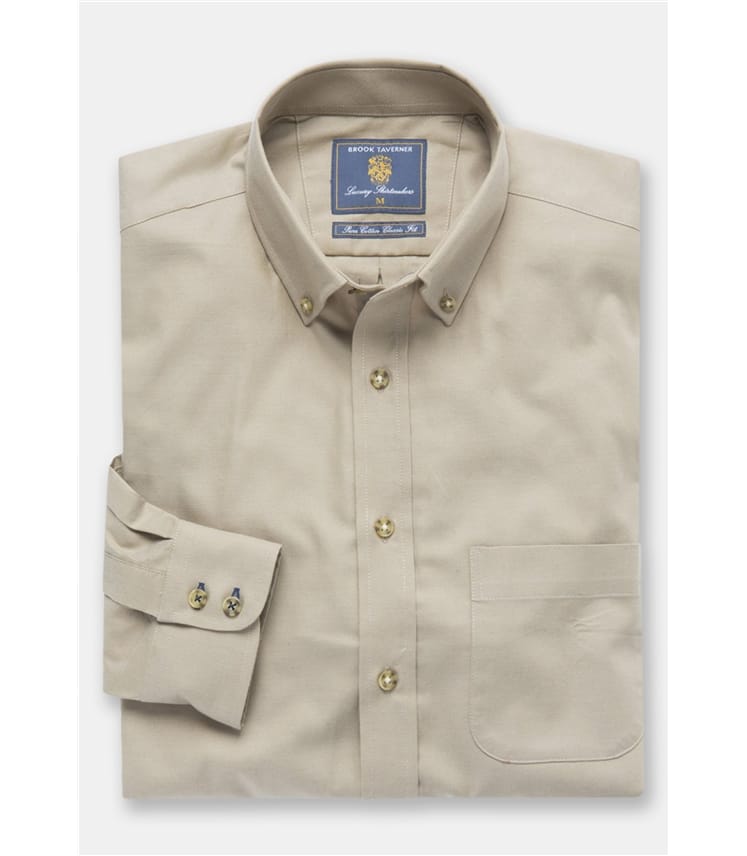 Plain Twill Peached Cotton Button Down Collar Shirt