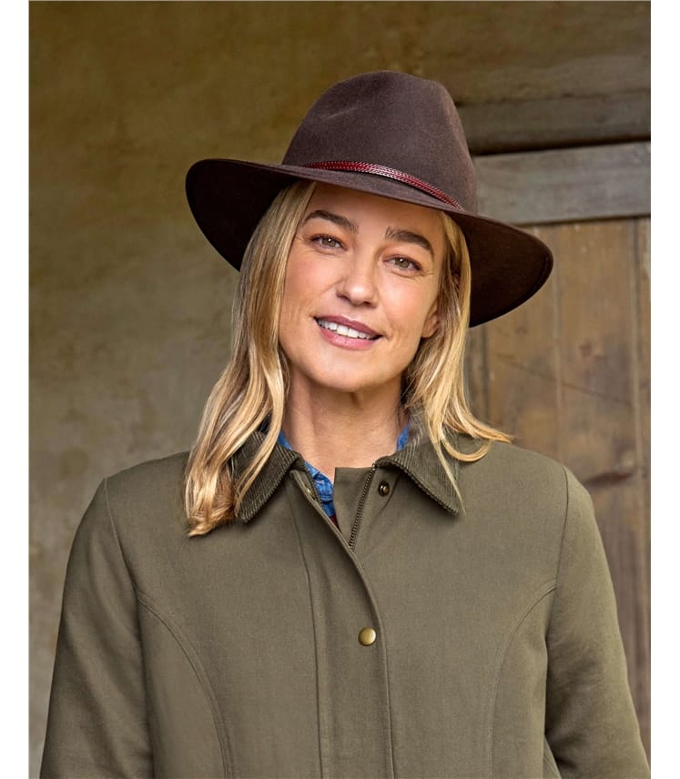 Casquette Fedora Mixte Style Outdoor - Pour Hommes Et Femmes, Couleur Olive, Matière Polyester, Design Large
