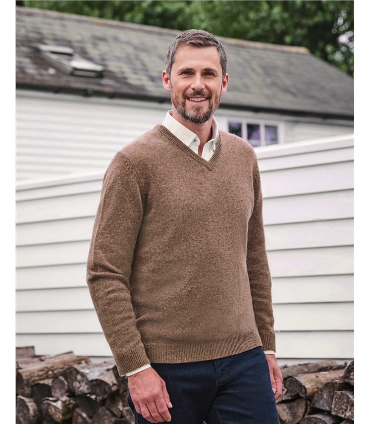 Mens Lambswool V Neck Jumper