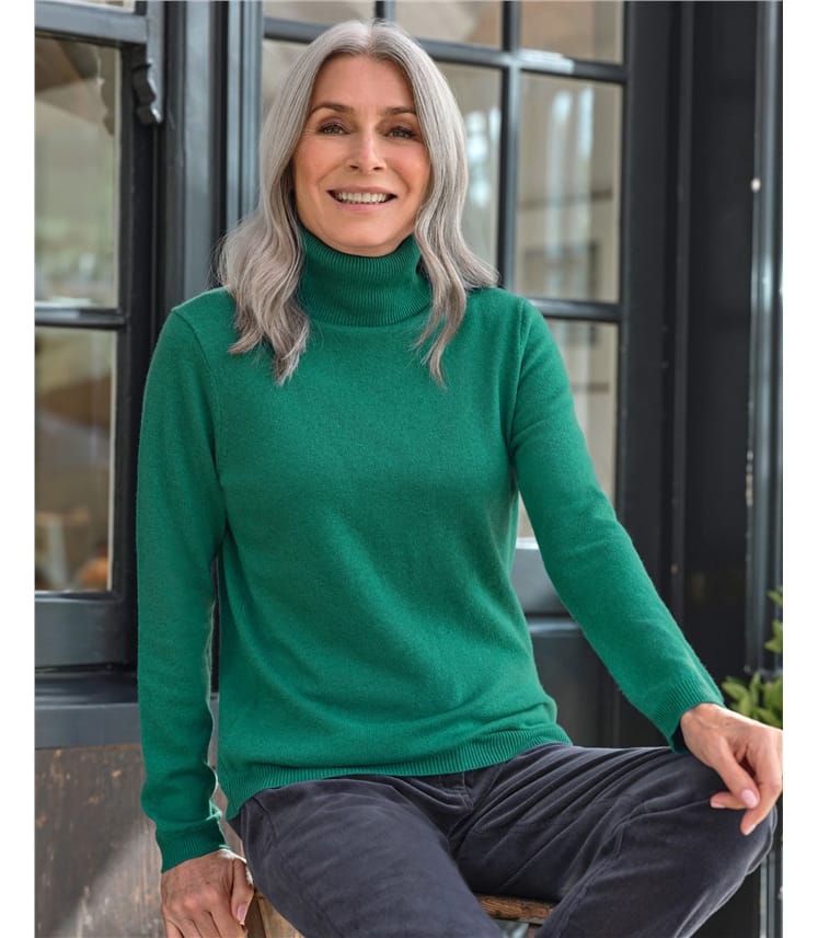 Pull à col roulé ajusté - Femme - Cachemire & mérinos