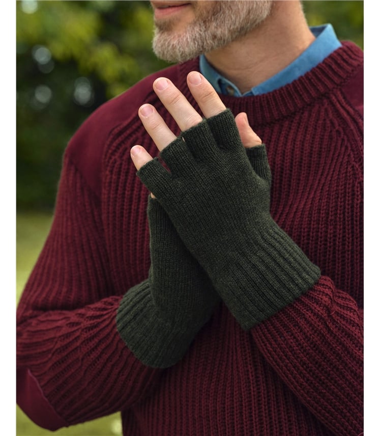 Mens Essential Lambswool Fingerless Glove