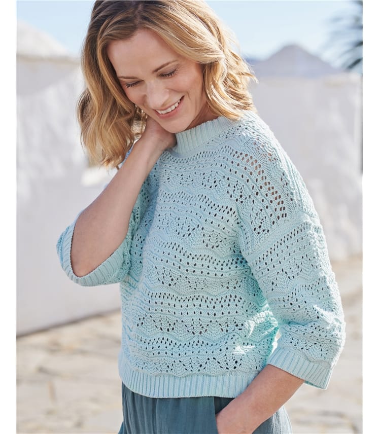 Crochet Pointelle Sweater