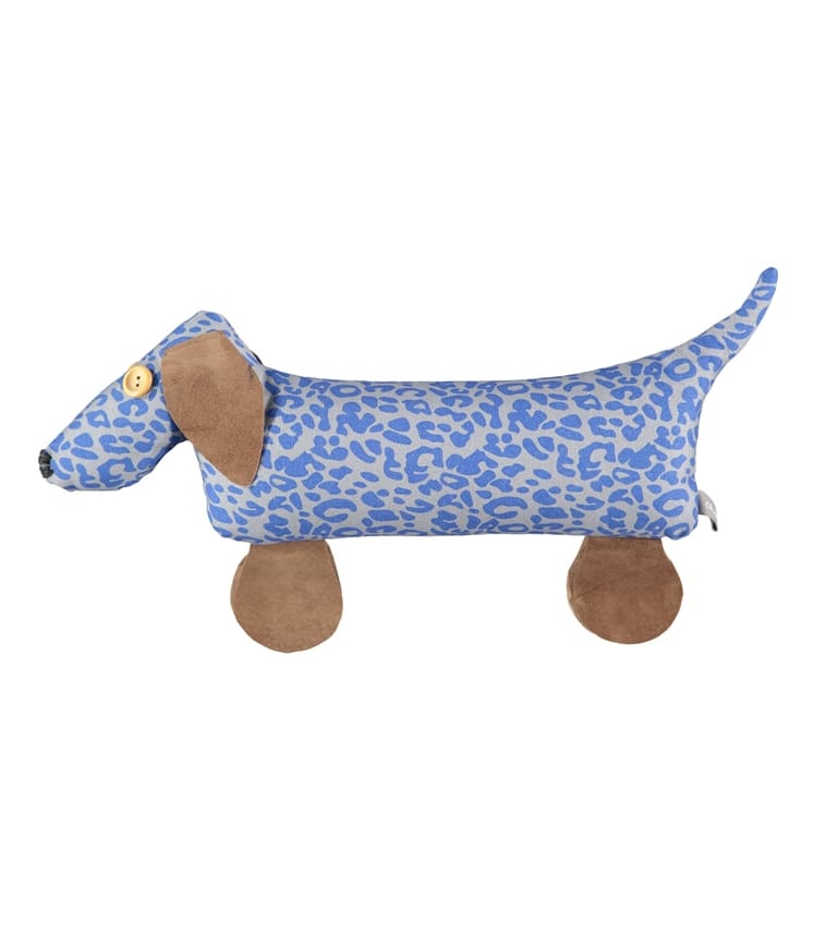 Grey/Blue Leopard Dog Doorstop with Lavender WoolOvers UK