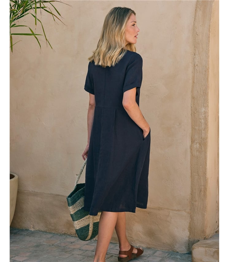 Button Through Linen Dress