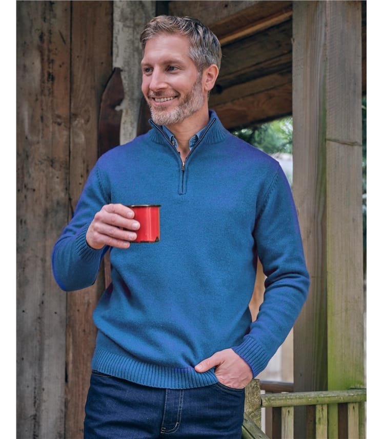 Mens Lambswool Zip Neck Jumper