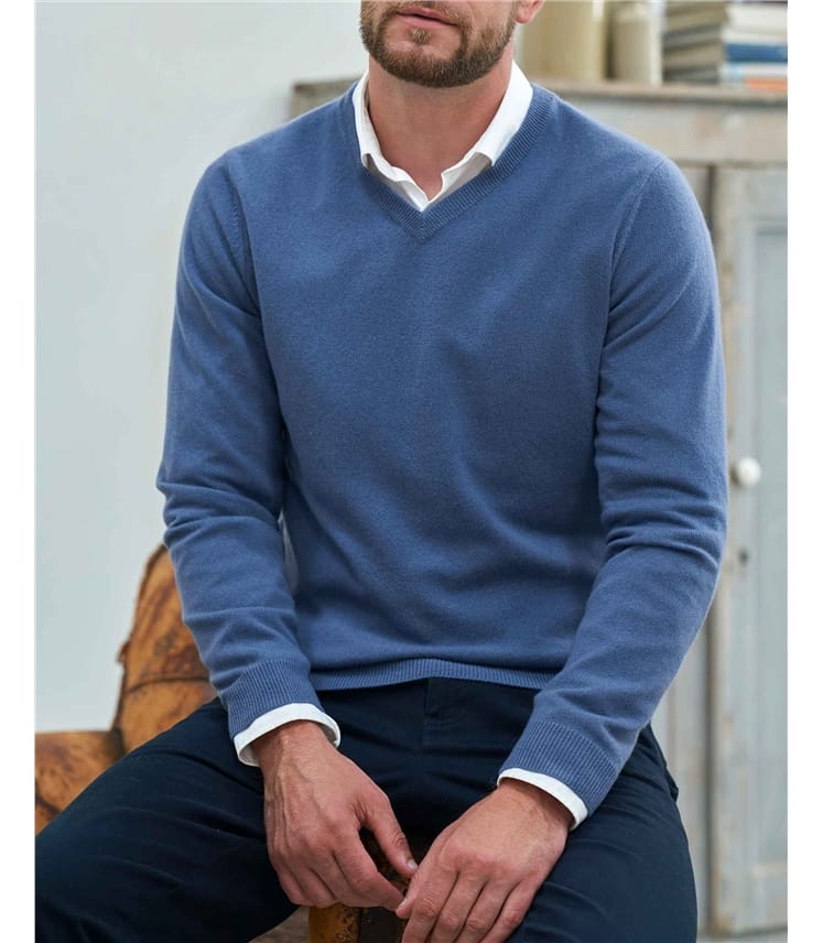 Pull à col V - Homme - Pur Cachemire
