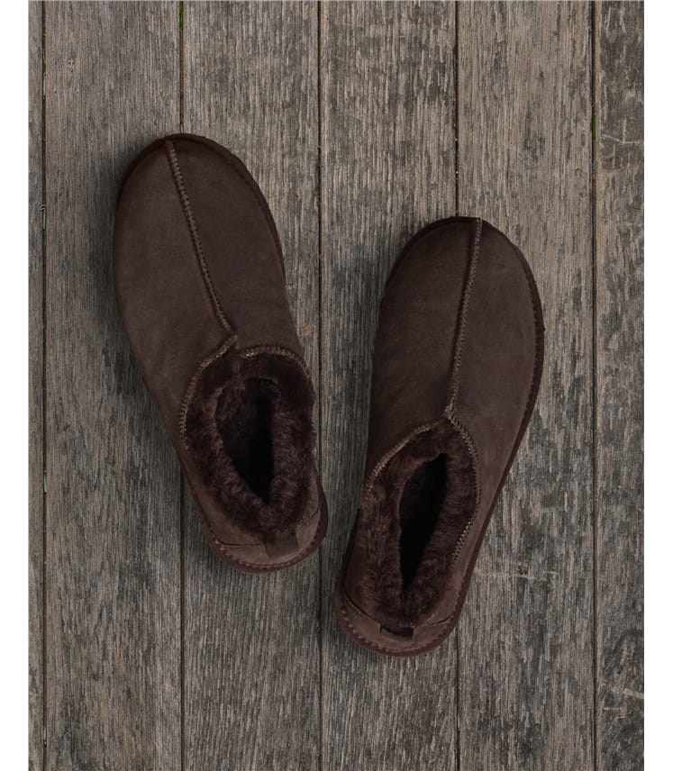 Chocolate | Mens Suede & Sheepskin Short Boot | WoolOvers US