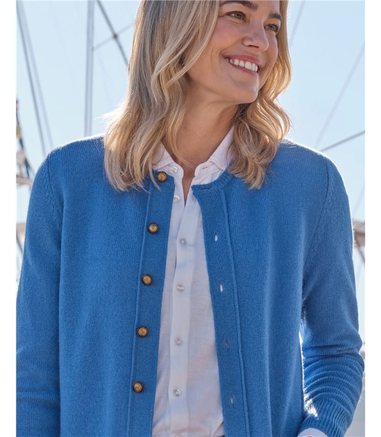 Lambswool Ladies Crew Neck Cardigan