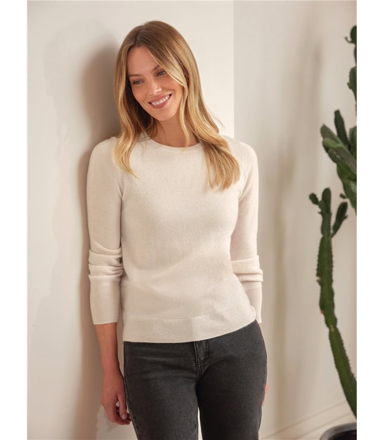  Kaschmir Strickjacke mit Rundhalsausschnit