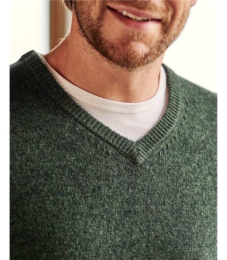 Mens Lambswool V Neck Jumper