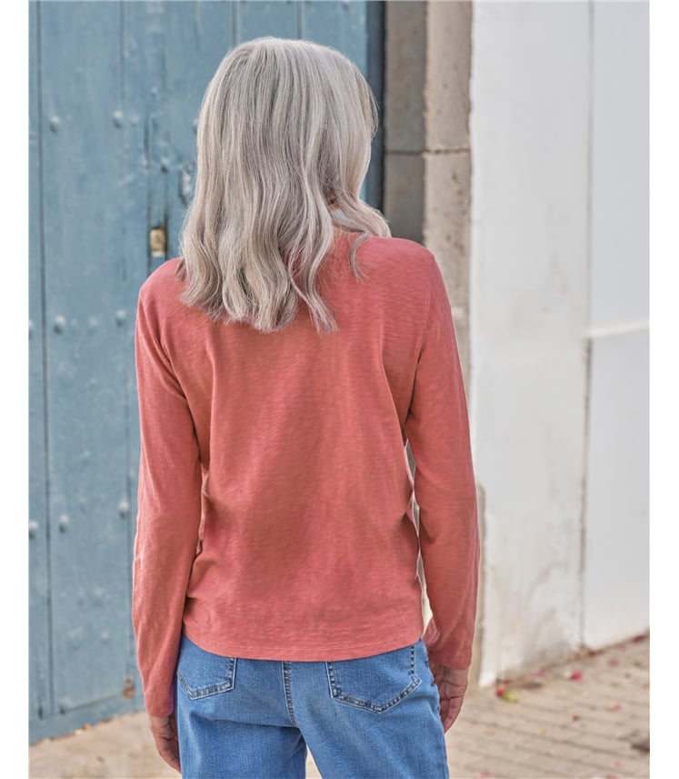 Long Sleeve Notch Neck Top