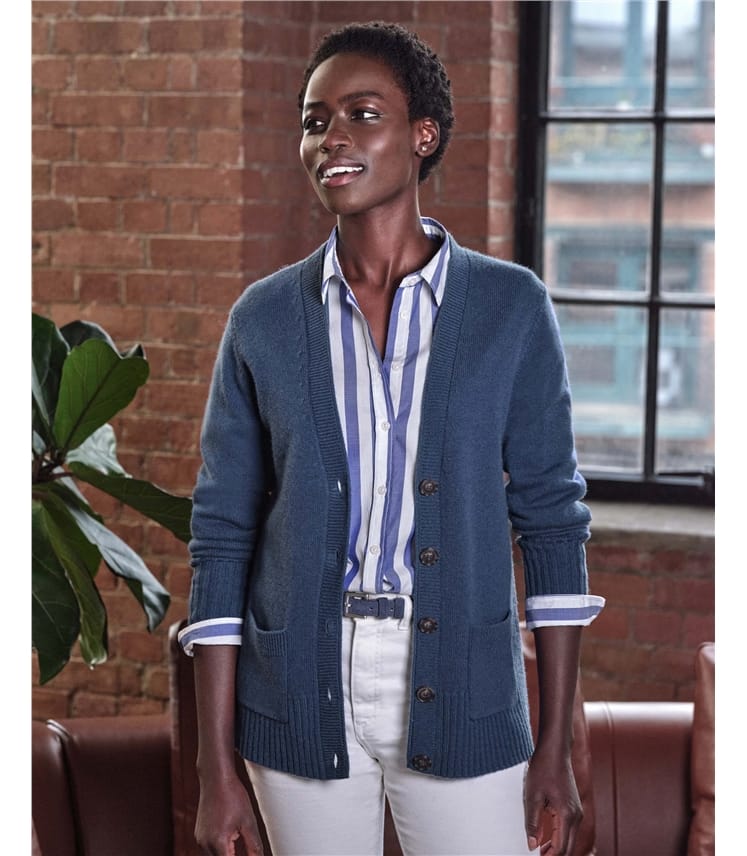 Cashmere Wool V Neck Cardigan