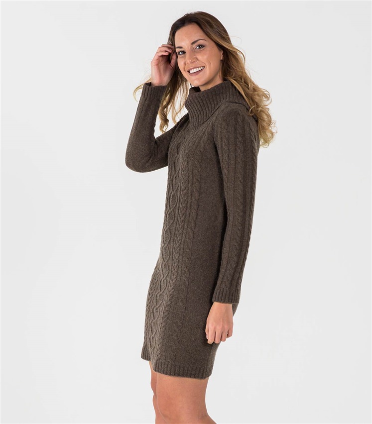 Brown Marl 20% Cashmere & 80% Merino | Womens Cashmere Merino Cowl Neck ...