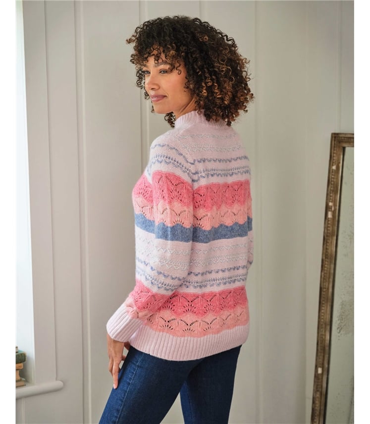Pointelle Stitch Stripe Jumper