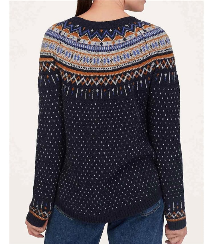 Freayer Organic Cotton Fluffy Fair Isle Sweater Blue WoolOvers