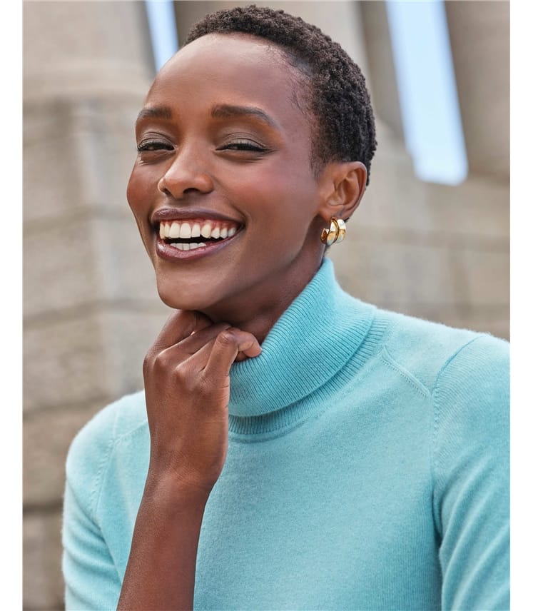 Womens Cashmere Polo Neck Sweater