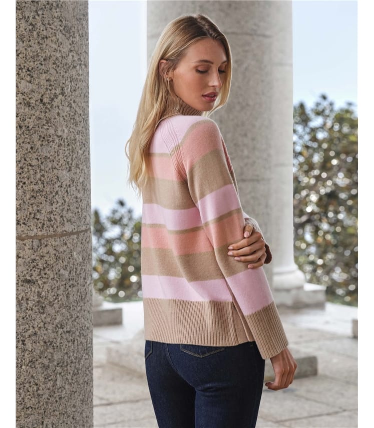 Wool Cashmere Wide Stripe Sweater
