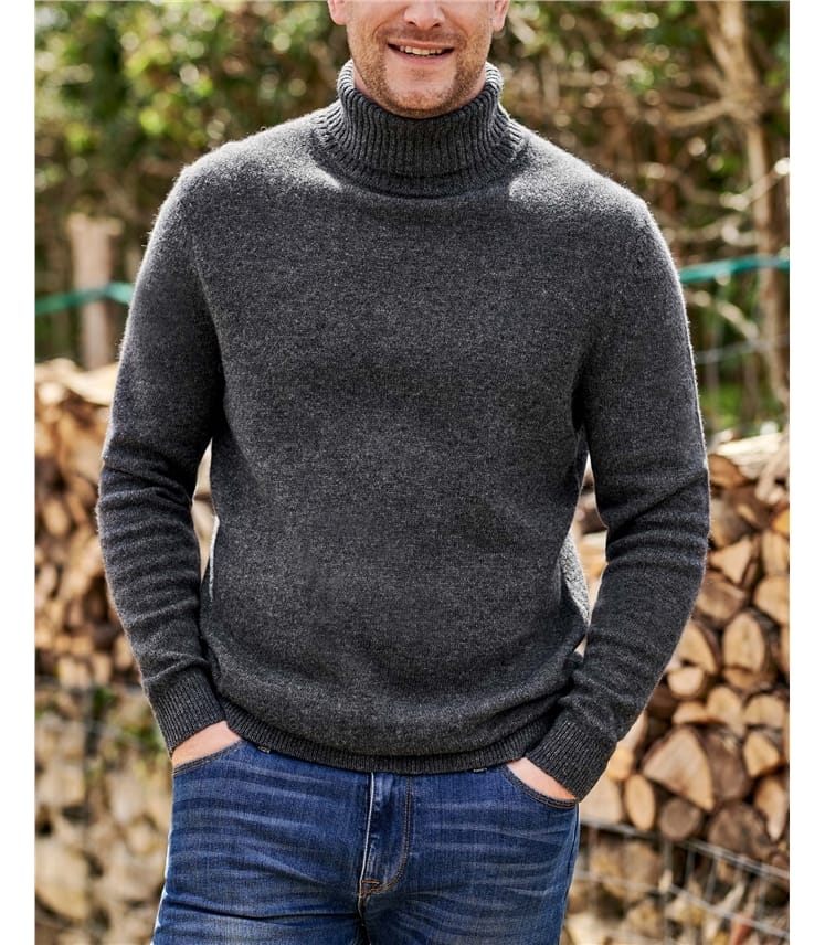 Rollkragenpullover aus Lammwolle für Herren