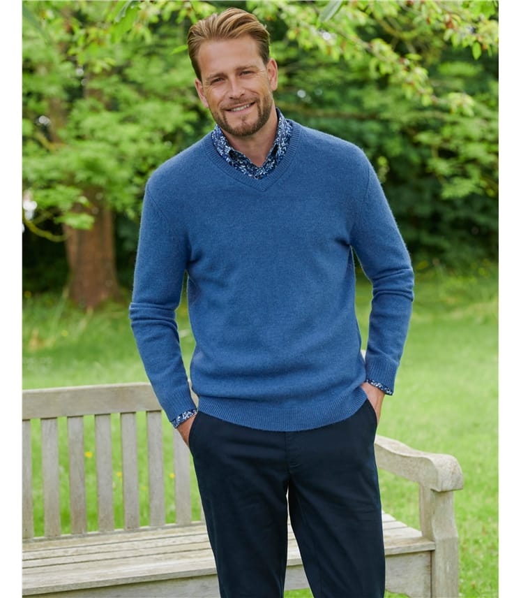 Herren Bekleidung Pullover und Strickware V-Ausschnitt Pullover Altea Wolle Pullover in Blau für Herren 