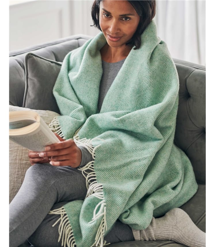 Green cheap herringbone blanket